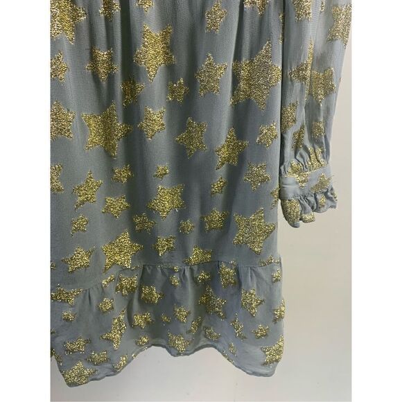 Loft Grey Fog Shimmer Star Tiered Dress Size X - Picture 7 of 13